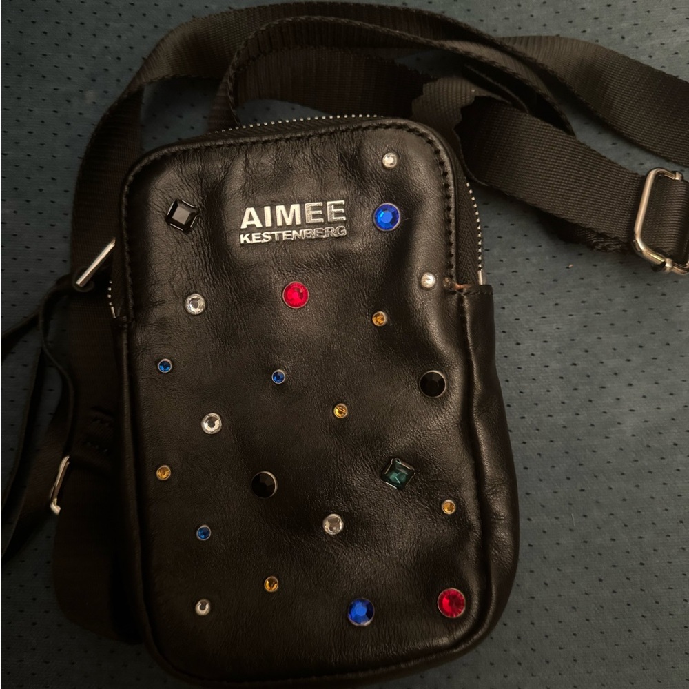 Aimee Kestenberg Black and Red Belt Bag with Embellished Details